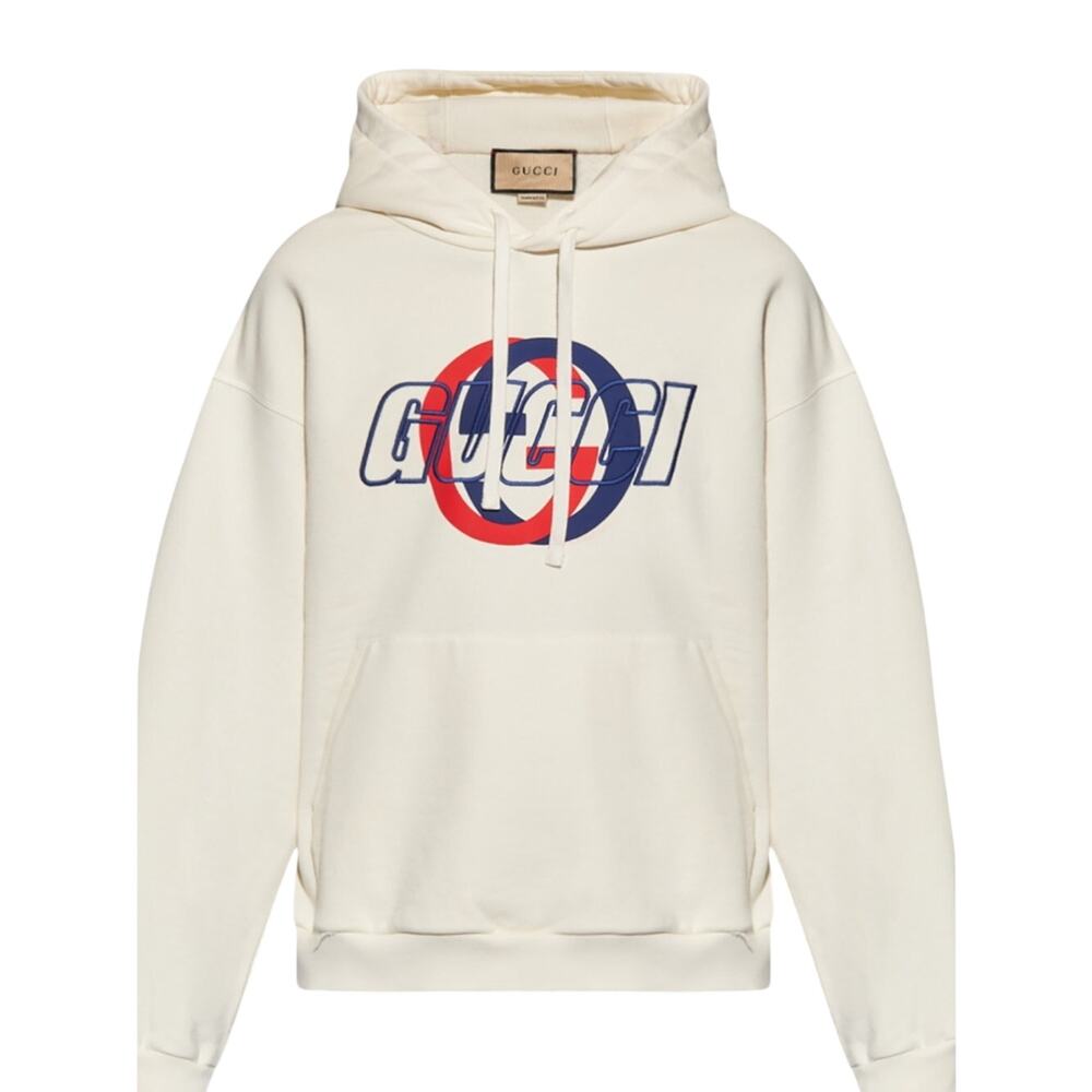 Men's Gucci jersey, cotton, GG hooded sweatshirt, size medium, made in Italy